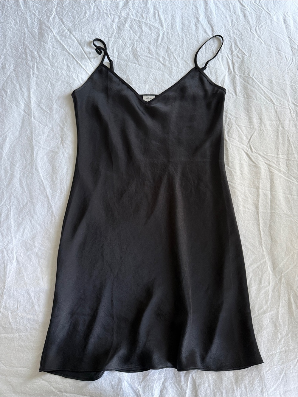 Wilfred Black Satin Slip Mini Dress
